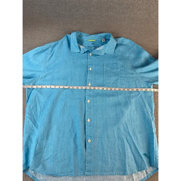 Tommy Bahama 100% Linen Shirt Mens Size XXL Collared Long Sleeve Blue Resort - Picture 5 of 7